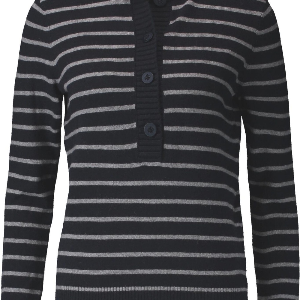 Tory Burch Giselle Sweater Charcoal Pink Stripe - Picture 2 of 7